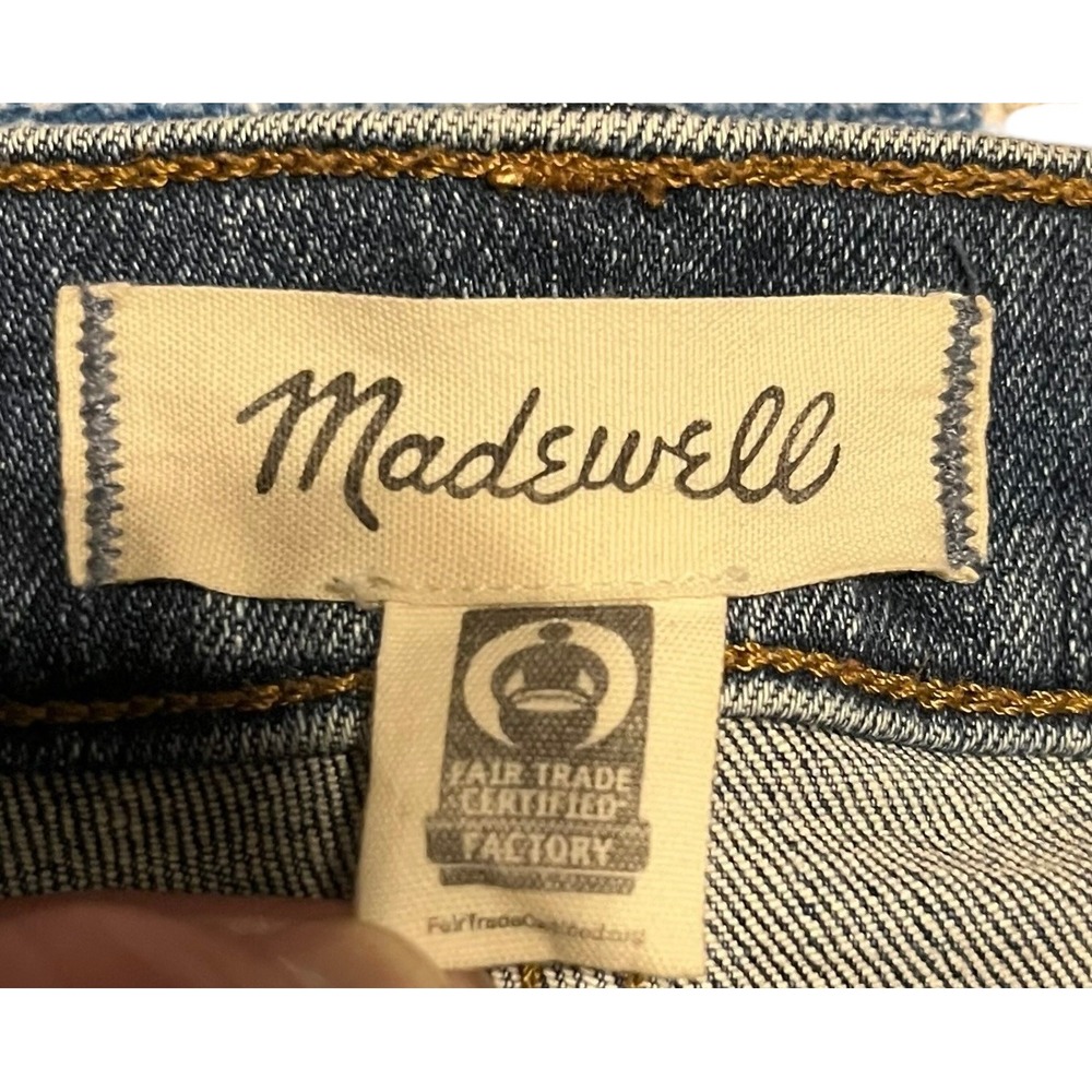 Madewell Mid-Rise Kick Out Jeans Dark Wash Raw Hem 31P‎ - Picture 3 of 5
